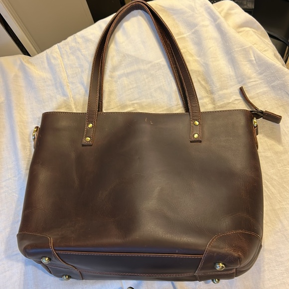 MONTANA HUDSON Eva Brown LARGE Leather Zip Tote - Picture 10 of 10